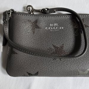 Coach Gray Leather Clutch Wristlet